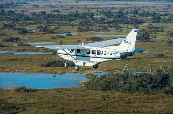 Light aircraft transfer to Xigera Camp in Botswana.