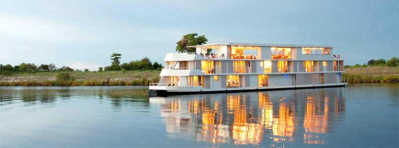 Chobe River houseboat safaris in Botswana.
